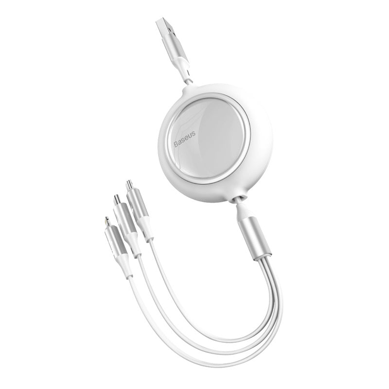 Bright Mirror 3 in 1 Retractable Data Cable USB to USB-C + Lightning + Micro-USB (1.2m)