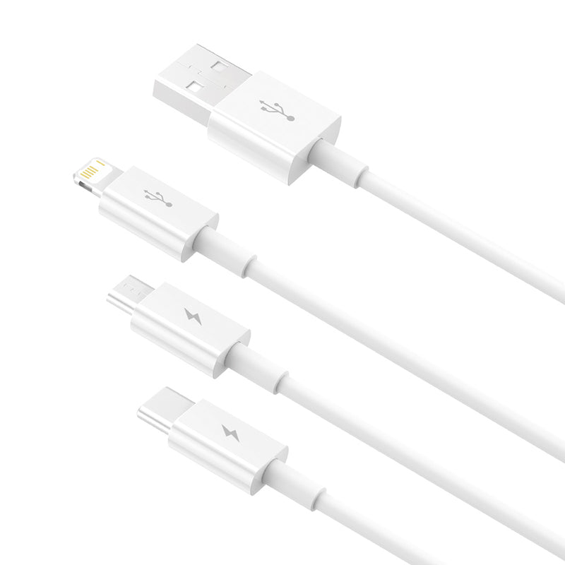 Câble flexible 3-en-1 USB vers Micro-USB / Éclairage / USB-C en tissu BASEUS (1,2 m)