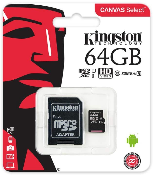 Carte mémoire microSD KINGSTON Canvas Select 64 Go microSDHC Classe 10 (64 Go)