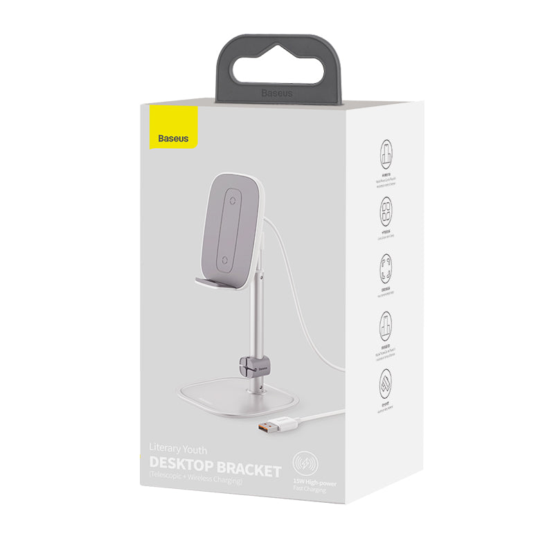 Baseus Literary Youth Desktop Bracket (Telescopic + Wireless Charging) - SKmobile Canada