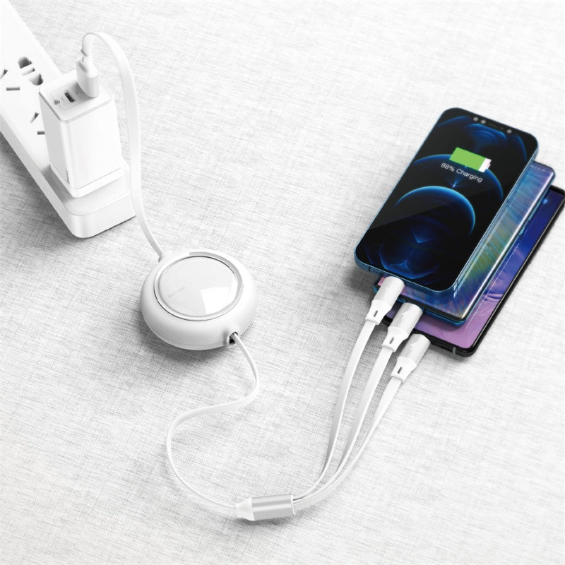 Bright Mirror 3 in 1 Retractable Data Cable USB to USB-C + Lightning + Micro-USB (1.2m)