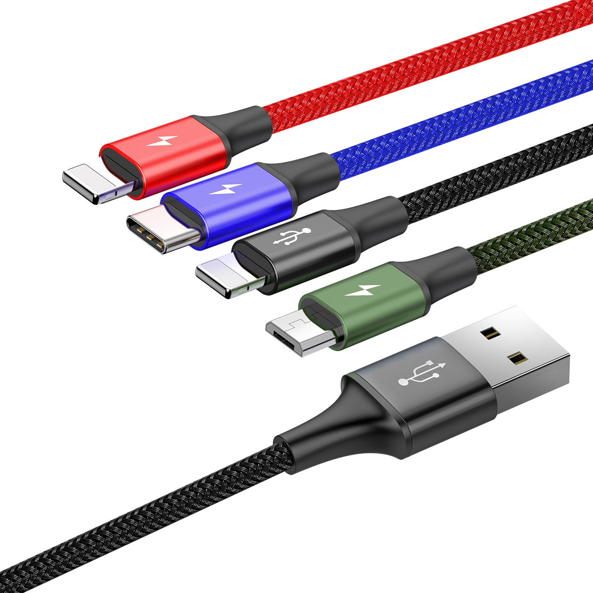 Baseus 4 in 1 USB to USB-C + 2 x Lighting x 2 + Micro-USB Charge Cable (1.2m) - SKmobile Canada