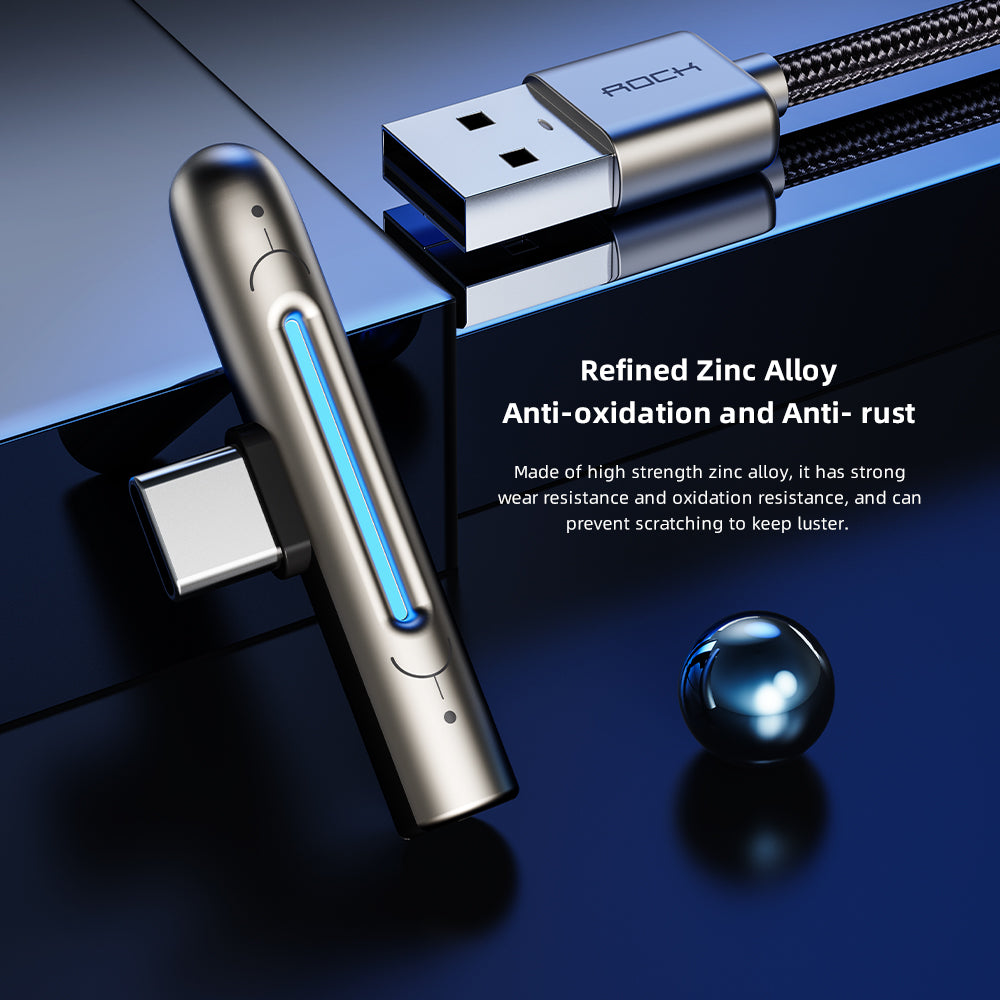 Rock L-Shaped USB to USB-C Data and Charge Cable (2m) - SKmobile Canada
