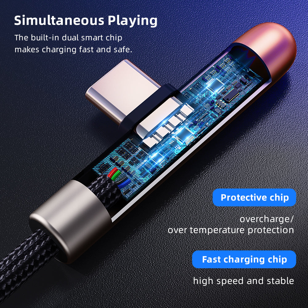 Rock L-Shaped USB to USB-C Data and Charge Cable (2m) - SKmobile Canada