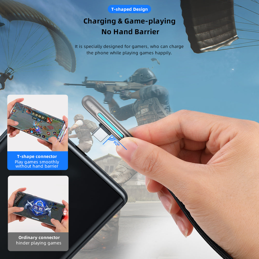 Rock L-Shaped USB to USB-C Data and Charge Cable (2m) - SKmobile Canada