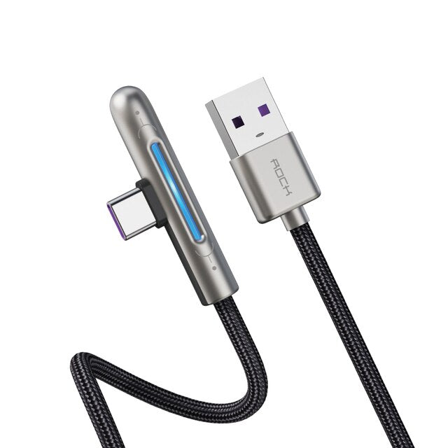 Rock L-Shaped USB to USB-C Data and Charge Cable (2m) - SKmobile Canada